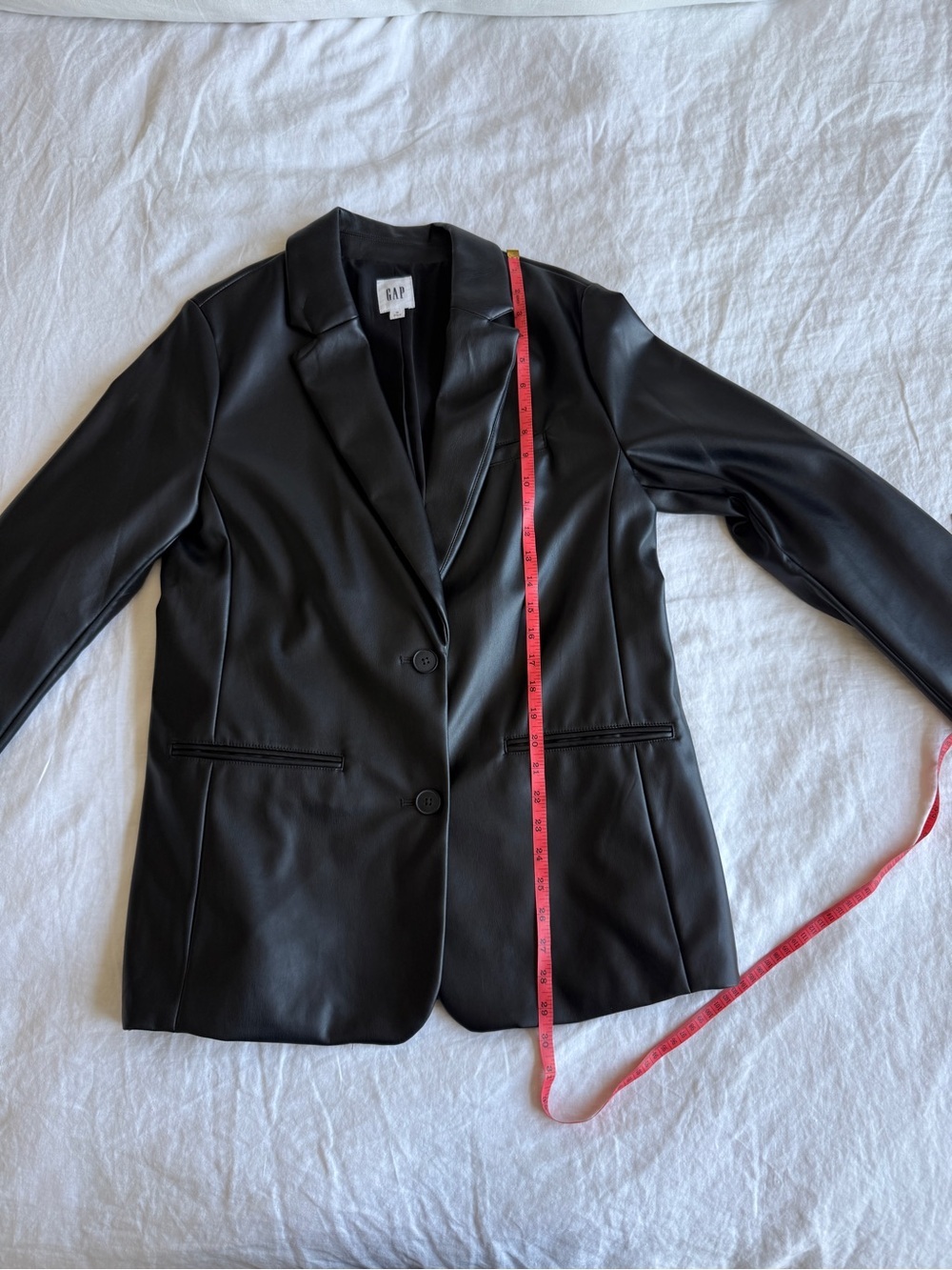GAP Women's Black Relaxed Vegan-Leather Blazer Size M - Picture 11 of 13